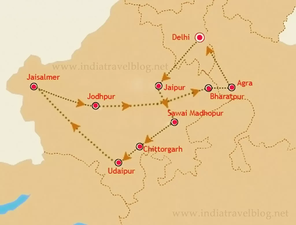 Palace on Wheels India luxurious train India palace on wheels - route map