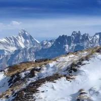 Enjoying a little snow in the Indian summer uttarakhand